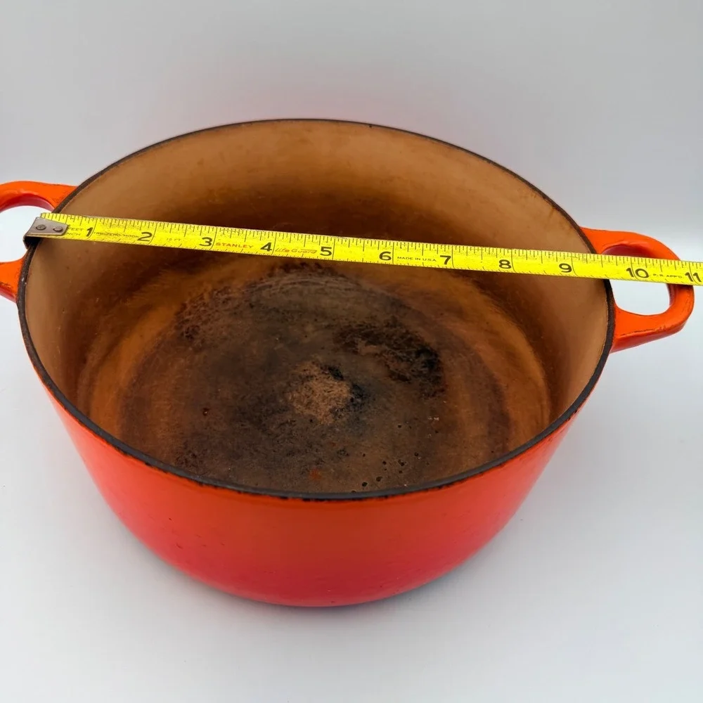 Le Creuset Vintage Flame Orange Enameled Cast Iron Round Dutch Oven Size E